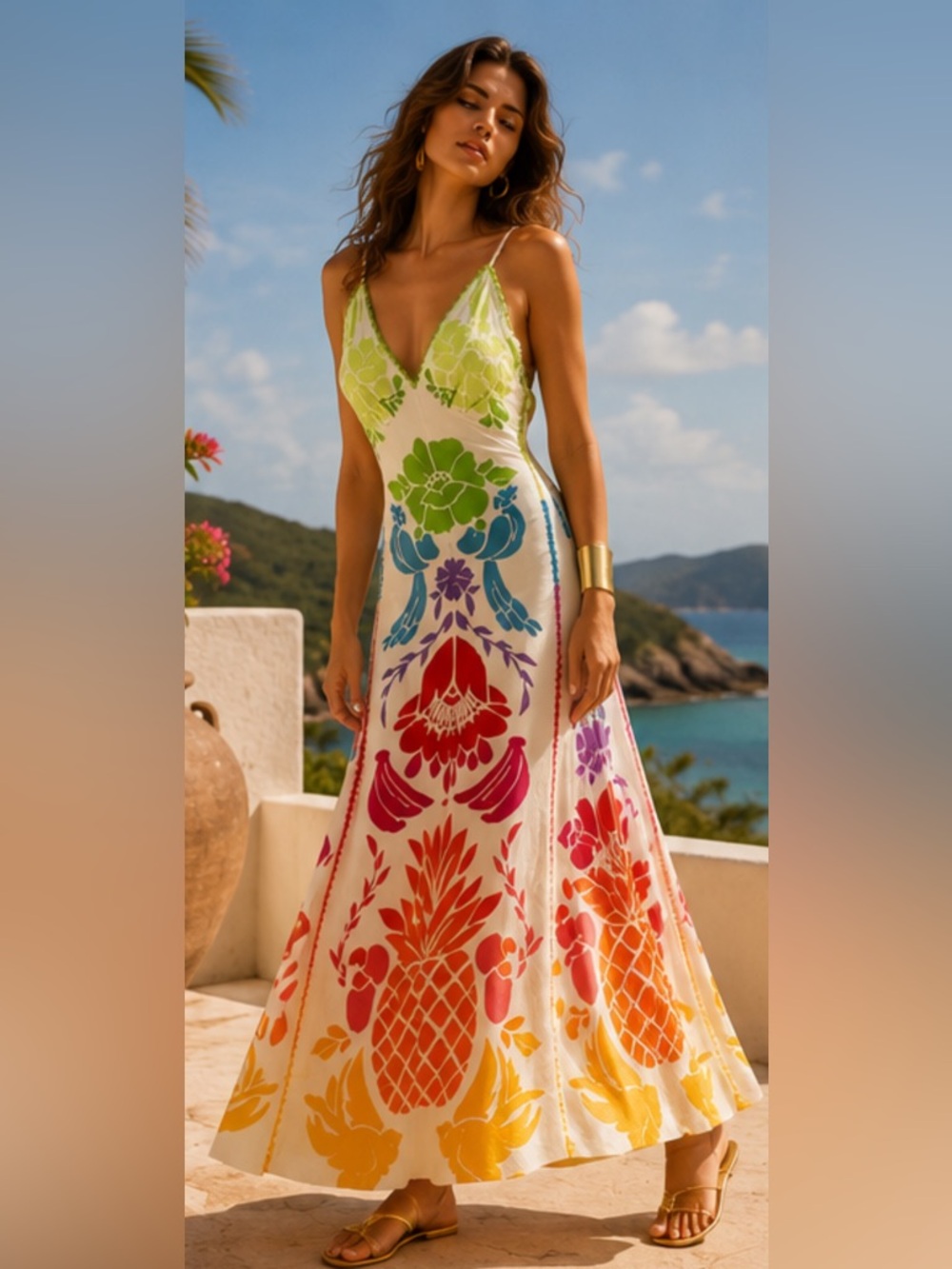 Farm Rio Tropical Graphic Maxi Dress Linen Viscose Size S New With Tags